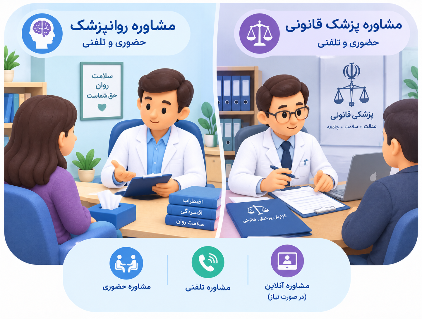 مشاوره حضوری وتلفنی روانپزشک